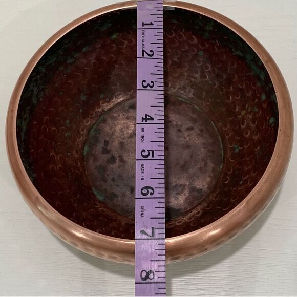 Vintage Hammered Copper Bowl Approximately 3" H X 7.25" Round - Picture 7 of 12
